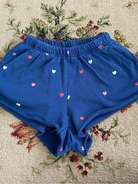 Mighty Fine blue heart print pj shorts